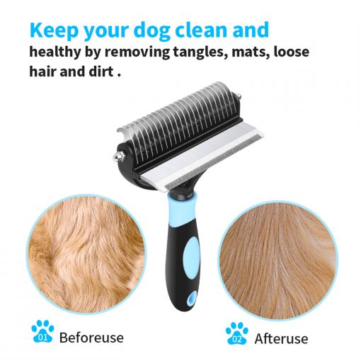 FocusPet 2 in 1 De-Shedding And De-Matting Pet Grooming Comb for Dogs