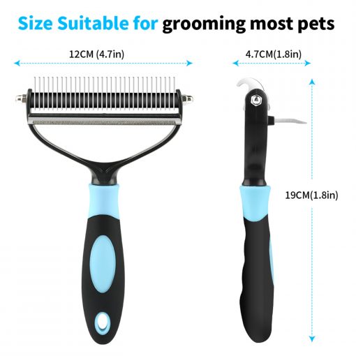FocusPet 2 in 1 De-Shedding And De-Matting Pet Grooming Comb for Dogs