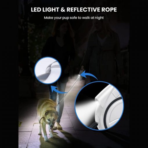 FocusPet Portable LED Retractable Dog Leash 5m